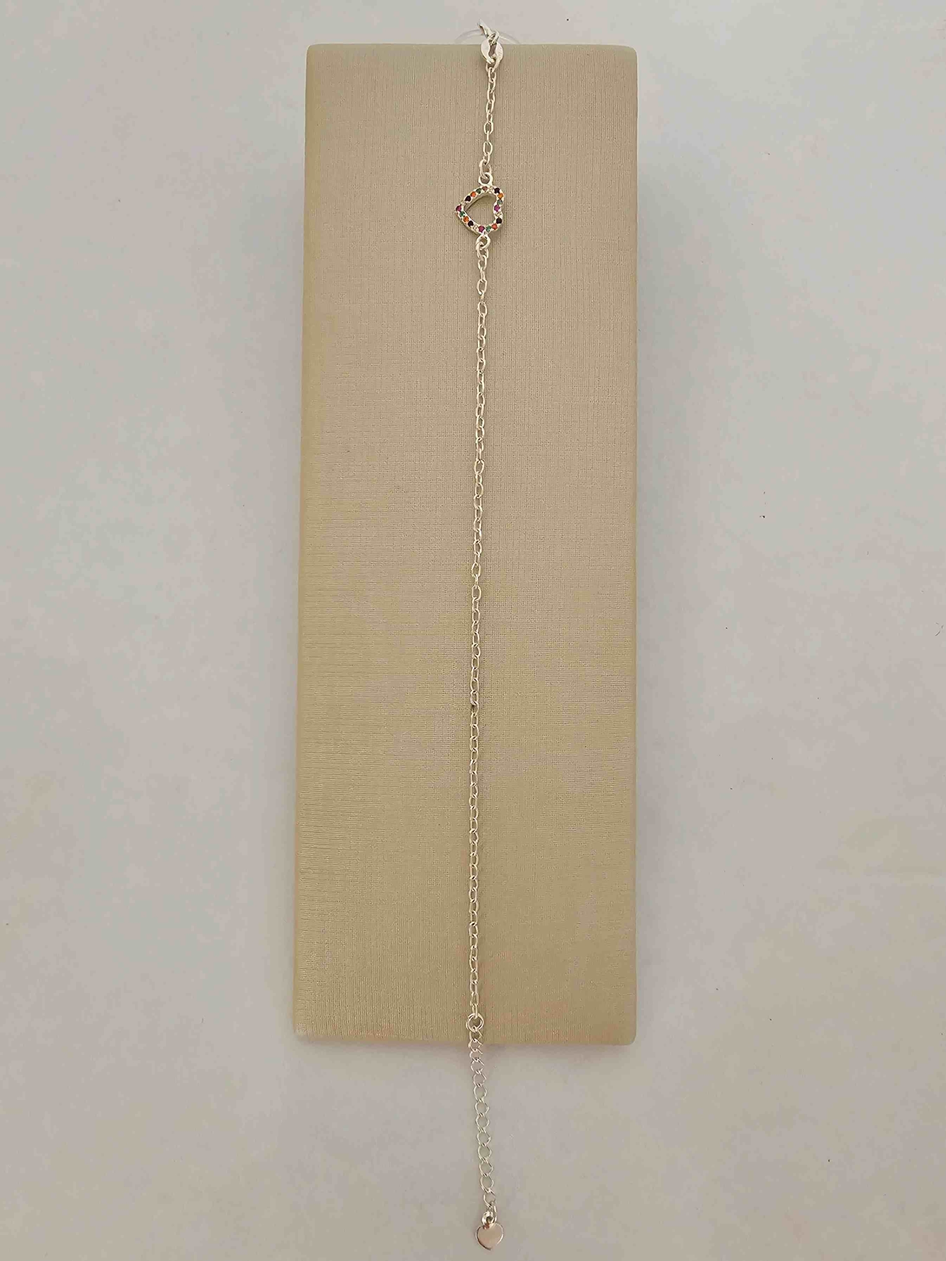 PULSEIRA DETALHE CORAÇÃO VAZADO ZIRCÔNIAS COLORIDAS